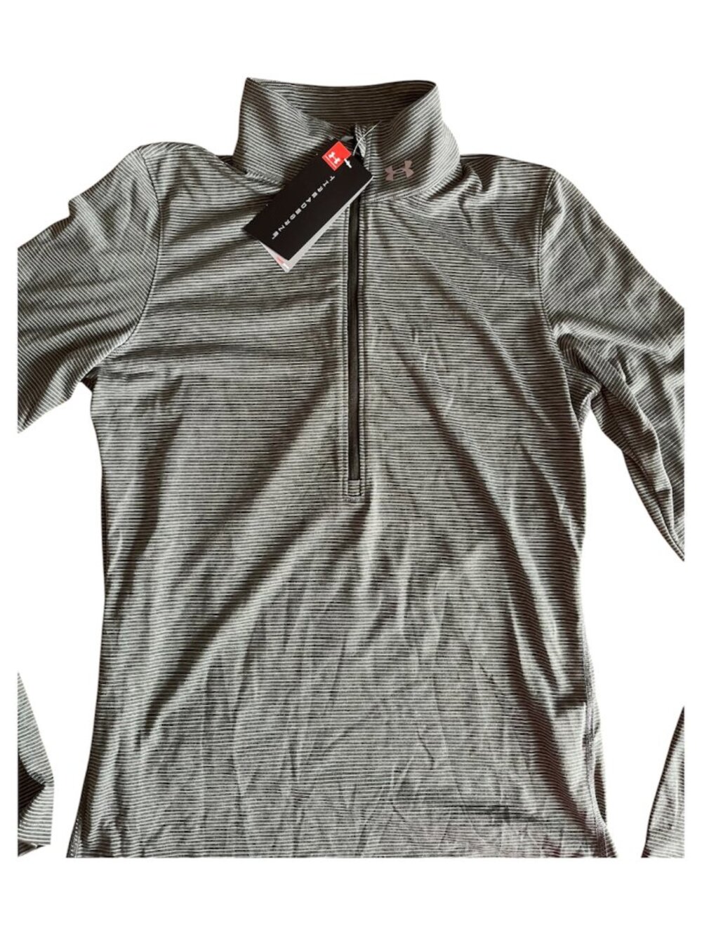 NWT Under Armour Threadborne HeatGear Tech Stripe Mock Neck Quarter Zip Sweater